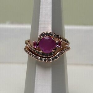 OG purple fluorite ring on rose gold.  Size 10.  2 stacker.